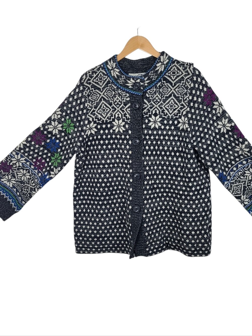 Anthropologie Rosie Niera Fair Isle Button-front Sweater Cardigan Size XL